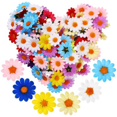 ARTIBETTER Artificial Sunflower Heads 150 Pcs Daisy Jewelry Silk Cloth Wedding Artificial Daisy Flower Heads