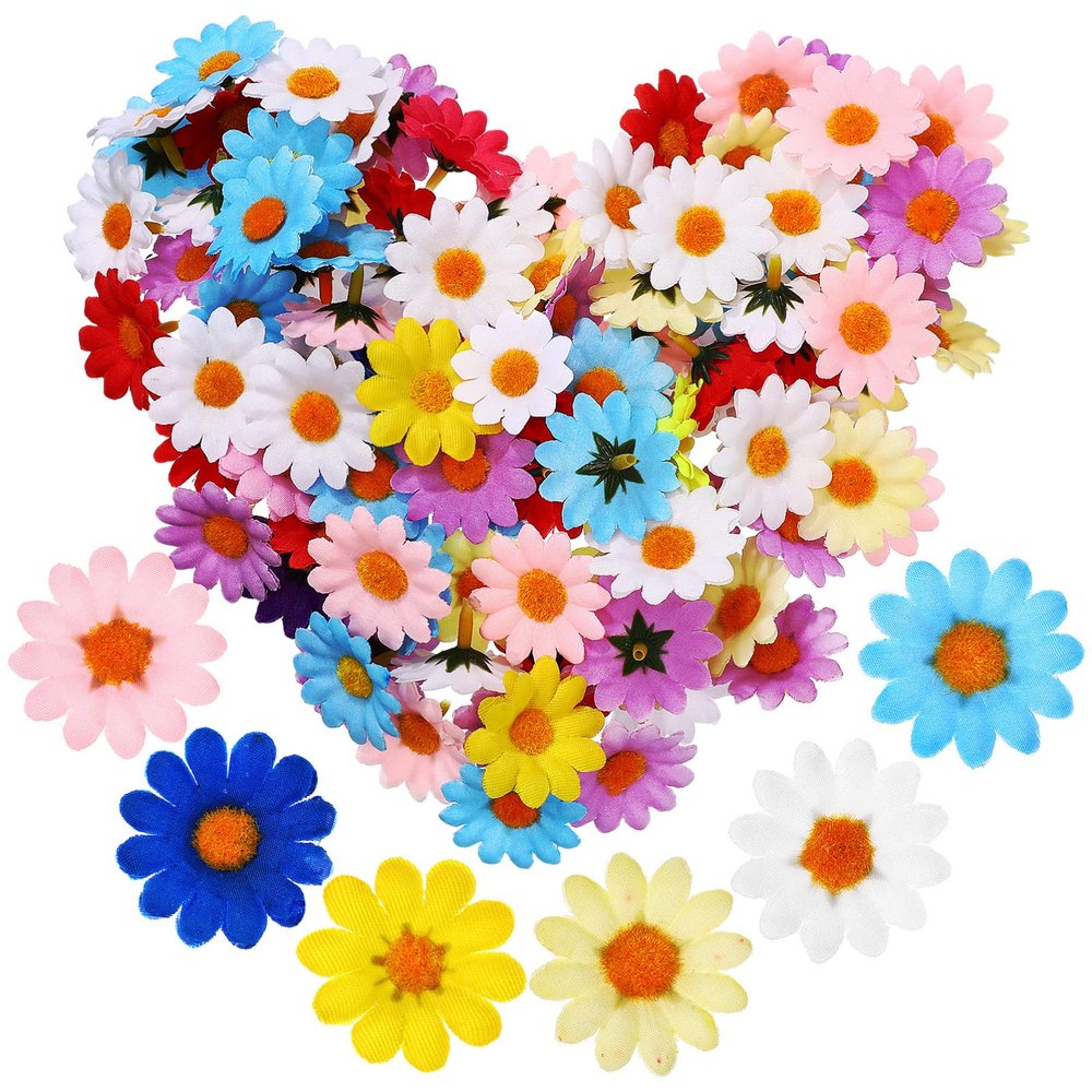 ARTIBETTER Artificial Sunflower Heads 150 Pcs Daisy Jewelry Silk Cloth Wedding Artificial Daisy Flower Heads