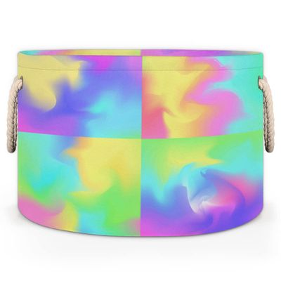 OKCELL-Abstract Rainbow Pattern-Easter Egg Hunt Basket Bags-Baby Toy Storage Organizer Box For Easter Eggs Goodie Candy Party, Easter Gifts For Boys Girls