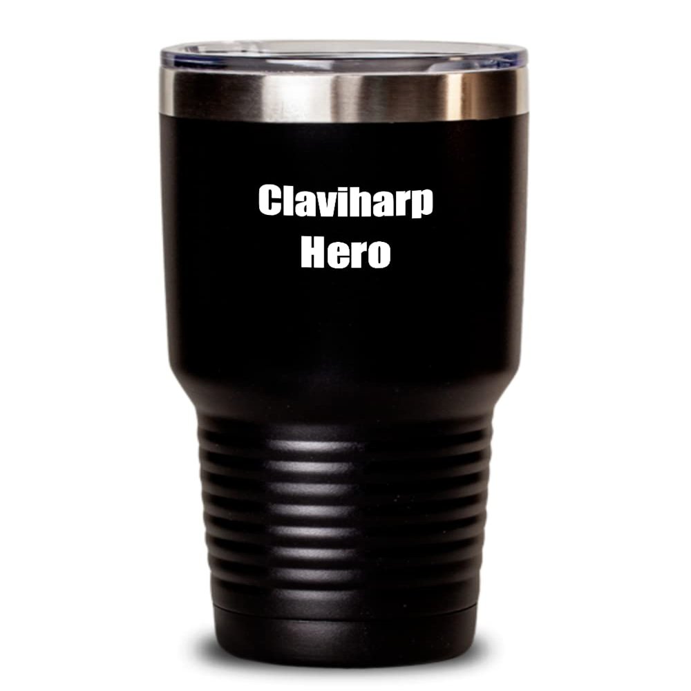 Funny Claviharp Hero Tumbler Musician Gift Instrument Player Gag Insulated Cup With Lid Black 30 Oz