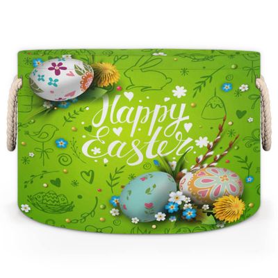 OKCELL-Green Happy Easter Eggs-Easter Baskets-Personalized Easter Baskets For Easter Egg Hunt Party Favors
