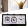 Fdit Manual Jump Calendar Alarm Clock, Manual Calendar Clock Table Stable for Office (Black) view 3