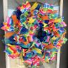Birthday Balloon Party Deco Mesh Front Door Wreath Home Holiday Decor Fun Festive Summer Decor Indoor Outdoor view 3