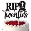 1 PCS Rip Twenties Cake Topper - Black Glitter Death to My Twenties Cake Pick - 20s Cake Decorations for Funeral Happy Youth 30th Birthday Party Supplies view 1
