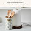 MACKENZIE-CHILDS Wood Paper Towel Holder, Decorative Paper Towel Holder for Kitchen, Grey-and-White Sterling Check view 2