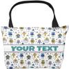 Bouncing Brick Designs Personalized Tote Bag - Robots, Custom Name/Text, Reusable w/Straps, Canvas Cloth Fabric, Customized Gift Idea, Birthday/Christmas/Holiday Present, 16x16 view 1