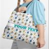 Bouncing Brick Designs Personalized Tote Bag - Robots, Custom Name/Text, Reusable w/Straps, Canvas Cloth Fabric, Customized Gift Idea, Birthday/Christmas/Holiday Present, 16x16 view 2