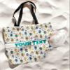 Bouncing Brick Designs Personalized Tote Bag - Robots, Custom Name/Text, Reusable w/Straps, Canvas Cloth Fabric, Customized Gift Idea, Birthday/Christmas/Holiday Present, 16x16 view 3