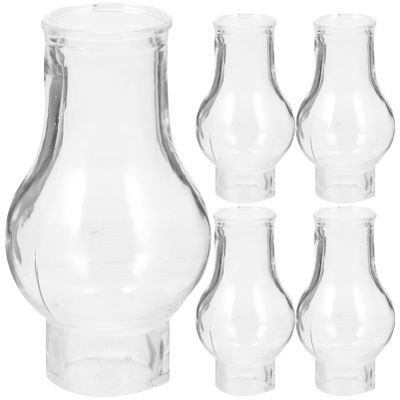 Zerodeko Retro Style 5pcs Glass Oil Lamp Chimney Replacement Cover for Kerosene Lamp Shades