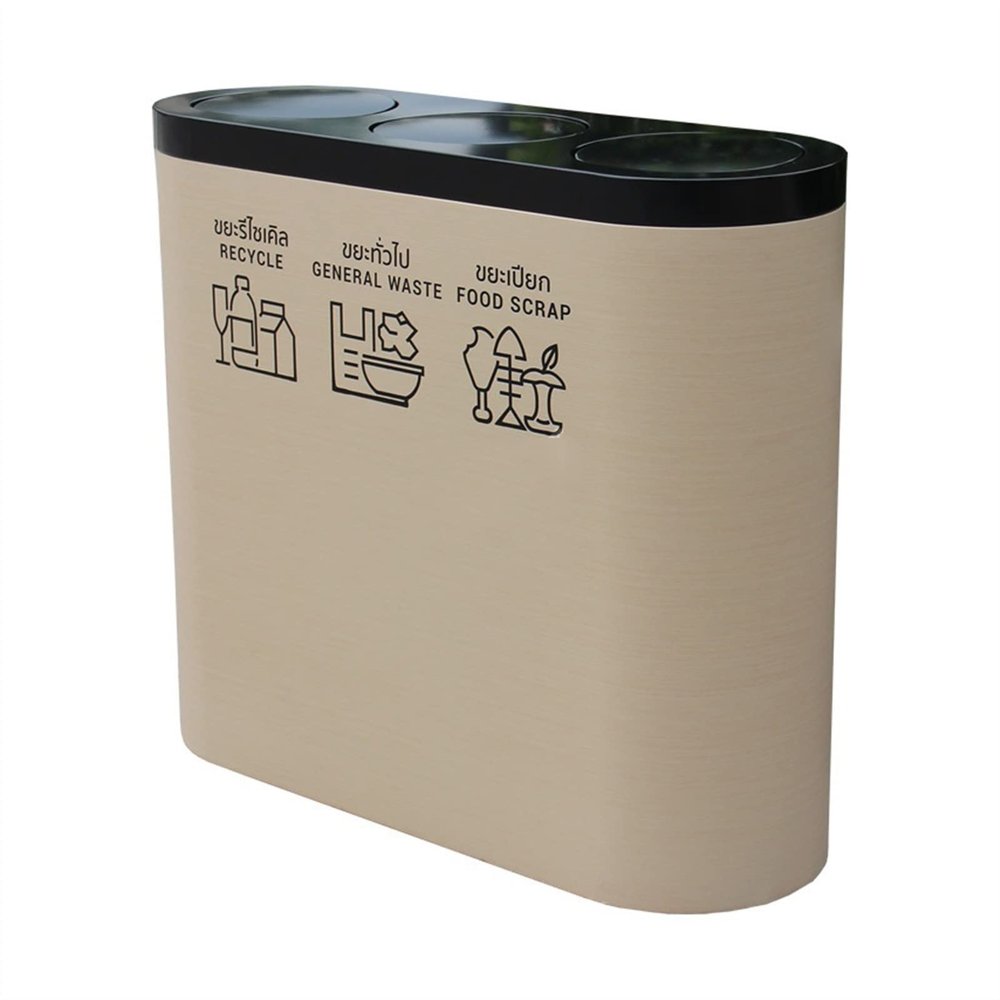 BNNP Outdoor/Indoor Trash Can Indoor and Outdoor Commercial Trash Can Three Barrels with Swing Lid Sorting Trash Can Large Capacity Trash Can Use in Backyard, Deck, or Patio