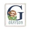 Personalized Monkey Watercolor Safari Floral Baby Nursery Unframed Print - Baby Name Letter Initial Monogram view 1