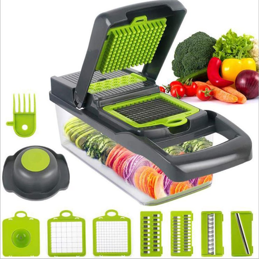 15 in 1 Vegetable Chopper, Spiralizer Vegetable Slicers, Onion Chopper with Container, Pro Food Chopper Slicer Dicer Cutter Household Potato Chopper Radish Grater Kitchen Gadgets