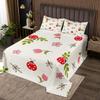 3 Piece Red Ladybug Quilt Bedding Set Women Aldult Lightweight Bedding Flower and Leaf Bedspread Set Cute Ladybug Bedspread Coverlet Soft Microfiber Home Quilt Set for King Bed All Season view 1
