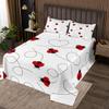 3 Piece Kawaii Ladybug Quilt Bedding Set Women Aldult Lightweight Bedding Geometric Wave Point Bedspread Set Red and Black Bedspread Coverlet Soft Microfiber Home Quilt Set for King Bed All Season view 2