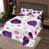 3 Piece Cute Ladybug Quilt Bedding Set Women Aldult Lightweight Bedding Cherry Blossoms Bedspread Set Pink and Navy Bedspread Coverlet Soft Microfiber Home Quilt Set for King Bed All Season view 1