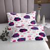 3 Piece Cute Ladybug Quilt Bedding Set Women Aldult Lightweight Bedding Cherry Blossoms Bedspread Set Pink and Navy Bedspread Coverlet Soft Microfiber Home Quilt Set for King Bed All Season view 3