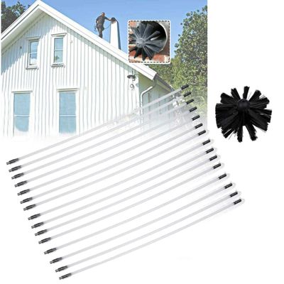 LIYUN Chimney Sweep kit Chimney Sweep Kit,6/9/9/12 Flue Brush Rods, Nylon Chimney Cleaning Brush, Flue Brush Kit for Dry Flue Duct Removal,12 Rods (Color : 15 Rods, Size : 610mm)