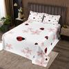 3 Piece Cute Ladybug Quilt Bedding Set Women Aldult Lightweight Bedding Red and Black Bedspread Set Pink Floral Bedspread Coverlet Soft Microfiber Home Quilt Set for King Bed All Season view 2