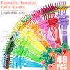 48pcs Hawaiian Drinking Straws, Beach Pool Party Favors, Luau Reusable Pineapple Tiki Flamingo Watermelon Coconut Plasitc Drinking Straws for Hello Summer Party Tropical Party Supplies view 2
