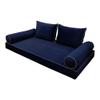 V1 Velvet Indoor Daybed Mattress Pillow Cover Complete Set ContrastPipe Full 75"(A) x 54"(B) x 6"(C) AD373 view 1