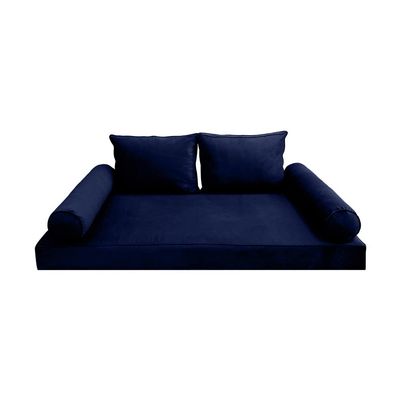 Prolinemax Style V1 Full Size Pipe Trim Velvet Indoor Daybed Mattress Bolster Pillow Complete Set AD373