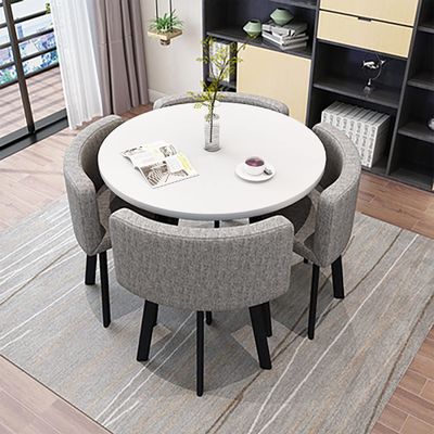 Dinning Room Table Chairs,Modern Dining Set,kitchen Table And Chairs For 4,Office Conference Table,Small Meeting Room Dining Table Set,Business Reception 1 Table 4 Chairs Set ( Color : Light Grey , Si