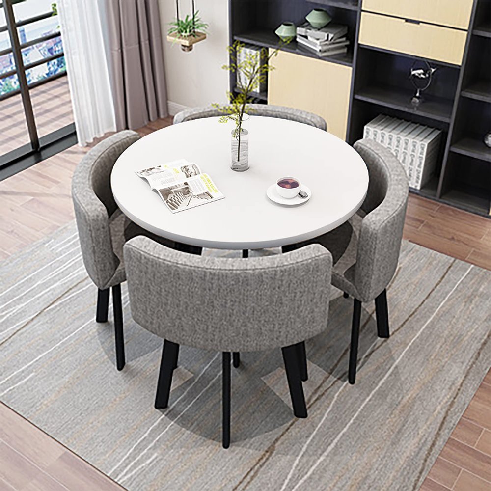 Dinning Room Table Chairs,Modern Dining Set,kitchen Table And Chairs For 4,Office Conference Table,Small Meeting Room Dining Table Set,Business Reception 1 Table 4 Chairs Set ( Color : Light Grey , Si