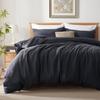 TOSMO 100% Linen Duvet Cover Set with Button Closure, 2 Pieces (1 Duvet Cover with 1 Pillow Case), Soft Breathable Durable Farmhouse Bedding - Twin, Charcoal Grey view 1