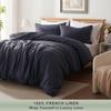 TOSMO 100% Linen Duvet Cover Set with Button Closure, 2 Pieces (1 Duvet Cover with 1 Pillow Case), Soft Breathable Durable Farmhouse Bedding - Twin, Charcoal Grey view 2