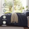 TOSMO 100% Linen Duvet Cover Set with Button Closure, 2 Pieces (1 Duvet Cover with 1 Pillow Case), Soft Breathable Durable Farmhouse Bedding - Twin, Charcoal Grey view 3