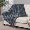 Home Soft Things Willow Striped Faux Fur Throw Blankets, Grey, 50" x 60", Super Soft Cozy Warm Comfortable Throw for Living Room Couch Bed Chair Bedroom Home Dcor view 3