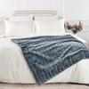 Home Soft Things Willow Striped Faux Fur Throw Blankets, Grey, 50" x 60", Super Soft Cozy Warm Comfortable Throw for Living Room Couch Bed Chair Bedroom Home Dcor view 4