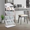 Floor-Standing Magazine Rack, 4-Layer Floor Literature Organizer Rack, 4-Layer Iron Magazine Rack with Advertising Board, Newspaper Rack, Display Rack (White) view 2