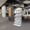 Floor-Standing Magazine Rack, 4-Layer Floor Literature Organizer Rack, 4-Layer Iron Magazine Rack with Advertising Board, Newspaper Rack, Display Rack (White) view 3