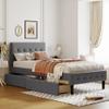Anwickmak Twin Size Upholstered Platform Bed with 2 Storage Drawers and Headboard, Modern Twin Bed Frame Single Bed Frame for Boys Girls Kids Teens, Wood Slat Support, No Box Spring Needed (Gray) view 1