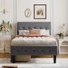 Anwickmak Twin Size Upholstered Platform Bed with 2 Storage Drawers and Headboard, Modern Twin Bed Frame Single Bed Frame for Boys Girls Kids Teens, Wood Slat Support, No Box Spring Needed (Gray) view 3