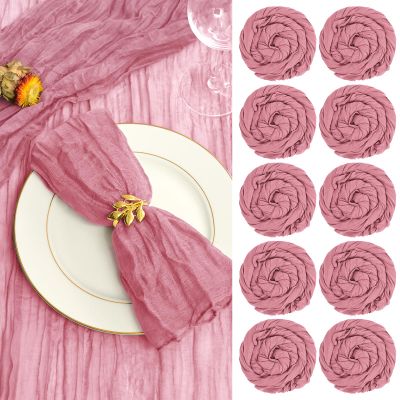 60 Pack Gauze Cheesecloth Napkins 20 x 20 Inch Wrinkled Dinner Napkins Soft Cotton Cloth Napkins Rustic Decorative Table Napkins for Weddings Party Dinner Table Everyday Use (Dusty Rose)