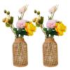 2PCS Rustic Glass Flower Bud Vase,Large Vase Clear Flower Vase,Farmhouse Decorative Dried Flower Vase,Decorative Floral Container Glass Pot view 1