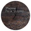 Swavecat Whatever I'm Late Anyway Clock Vintage Brown Wood Grain Distressed Wood Wall Clock Retro Farmhouse Round Hanging Wall Clocks Non-Ticking Silent Wall Clock for Home Office 12inch view 1