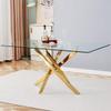 51inch Dining Table for 4-6 Pepole, Modern Glass Dining Table with 0.39" Thick Glass Top and Stainless Steel Legs, Kitchen Table for Dining Room view 1