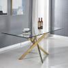 51inch Dining Table for 4-6 Pepole, Modern Glass Dining Table with 0.39" Thick Glass Top and Stainless Steel Legs, Kitchen Table for Dining Room view 4