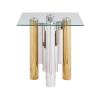 20" Square End Table Sofa Side Table with Clear Tempered Glass, Modern Sleek Center Table Small Coffee Table for Living Room, Sturdy Stainless Steel Base, Nightstand Bedside Table for Bedroom view 3