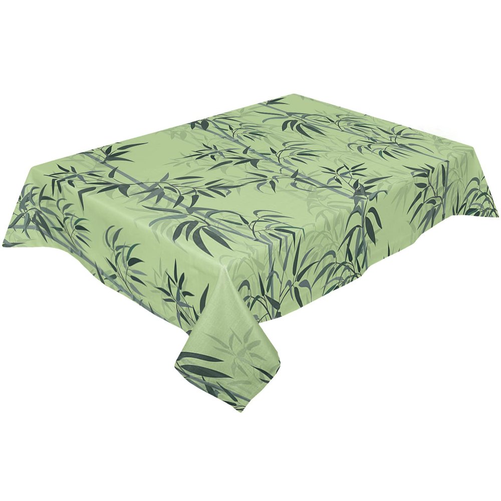 Aesthetics Bamboo Rectangle Tablecloths 60x140, Retro Chinese Style Ink Painting Green Table Cloth Wrinkle Free Table Cover Indoor/Outdoor Tabletop Decor for Wedding Holiday Party Dinner Baby Shower