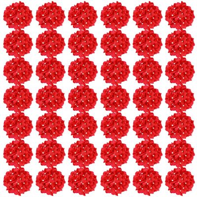 Auihiay 64pcs Hydrangea Artificial Flowers, Red Fake Hydrangea Flowers with Stems, Artificial Hydrangea Flowers for Wedding Centerpieces, Home Garden Party Decoration (Red)