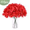 Auihiay 64pcs Hydrangea Artificial Flowers, Red Fake Hydrangea Flowers with Stems, Artificial Hydrangea Flowers for Wedding Centerpieces, Home Garden Party Decoration (Red) view 3