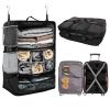 TABITORA Travel Portable Hanging Shelves Closet Organizer Packing Luggage Storage with Multifunctional and Foldable Invisible Compartment,Lightweight, for Suitcase, RV,ClosetBlack,XXL view 1