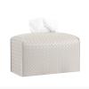Tissue Box Cover PU Leather Tissue Holder Square Facial Tissue Case Facial Paper Organizer Dispenser for Bathroom, Vanity Countertop, Tabletop, Car, Rectangle, Griege view 1