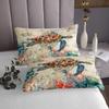 Erosebridal Octopus Bedspread, 3D Sea Turtle Bedding for Kids Boys Girls, Retro Sailboat Crab Reptile Quilt Set, Teal Jellyfish Coverlet Set, Marine Mediterranean Style Quilted Coverlet, King view 4
