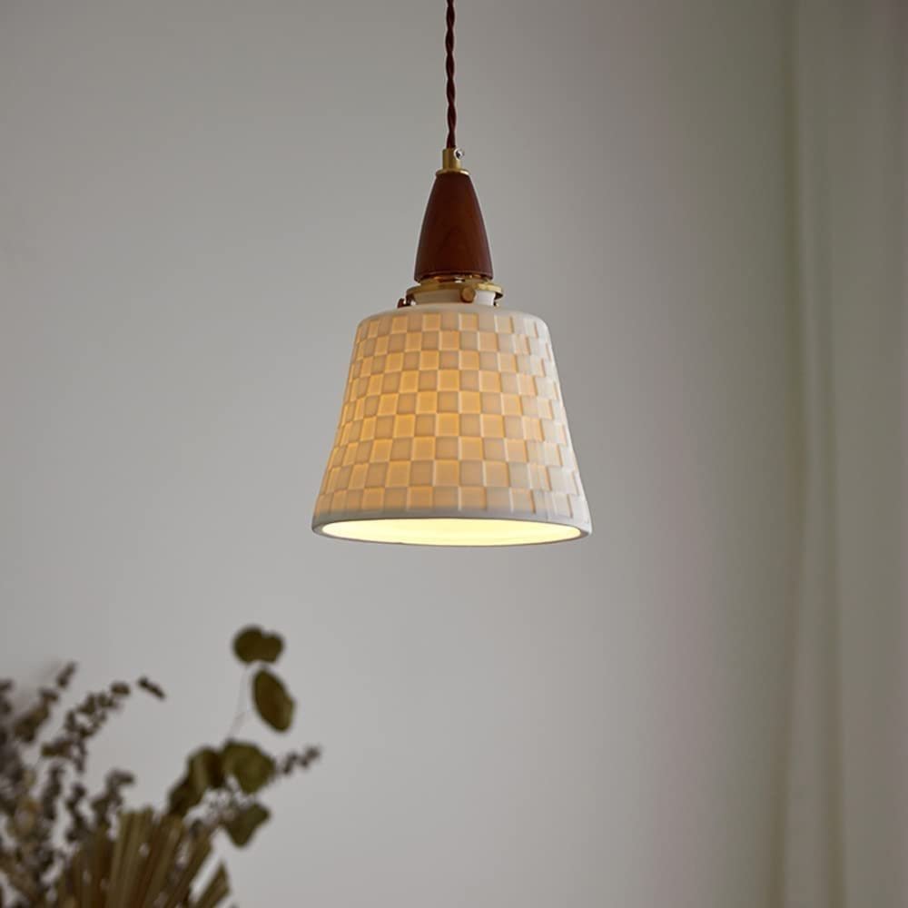 OJRGG Modern Ceramic Chandelier Indoor Adjustable Pendant Light Japanese Home Bedside Ceiling Light Fixture for Kitchen Island Dining Room Bedroom Hallway Bar Living Room