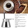 Single Spout Mocha Pot, Stainless Steel Espresso Maker Coffee Pot Espresso Maker,Portable Outdoor Camping Brewed Coffee Cup For Stove At Home Or Camping,50ml view 4